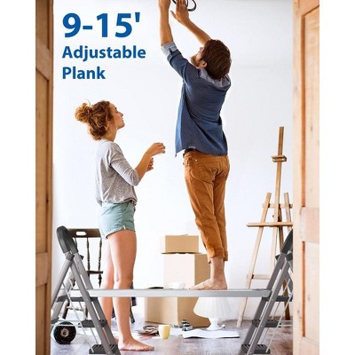 6-9ft Telescoping Aluminum Work Plank, 440lbs Capacity, Extension Scaffolding Plank with Skid-Proof Platform Scaffold Ladder Accessory