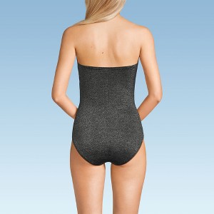 Lands' End Women's Slender Suit Shine Bandeau Tummy Control Chlorine Resistant High Leg One Piece Swimsuit - 1 of 4