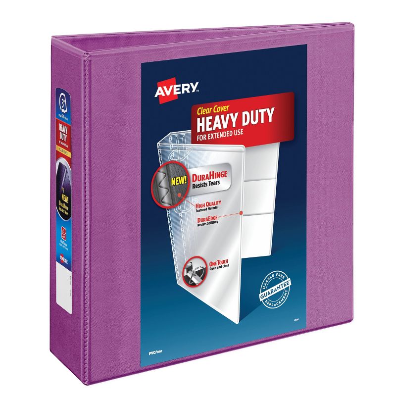 Avery 3&#34; One Touch EZD Rings 670 Sheet Capacity Heavy Duty View Binder - Orchid, 1 of 5