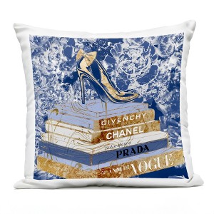 Stupell Industries Designer Glitz Heel on Books Fashion Glam Blue Printed Decorative Throw Pillow Outdoor Decorative Throw Pillow, 18 x 18 - 1 of 3
