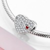 Heartbeat Love Heart Bead Charm Clear Cubic Zirconia Sterling Silver Womens Ginger Lyne Collection - 3 of 4