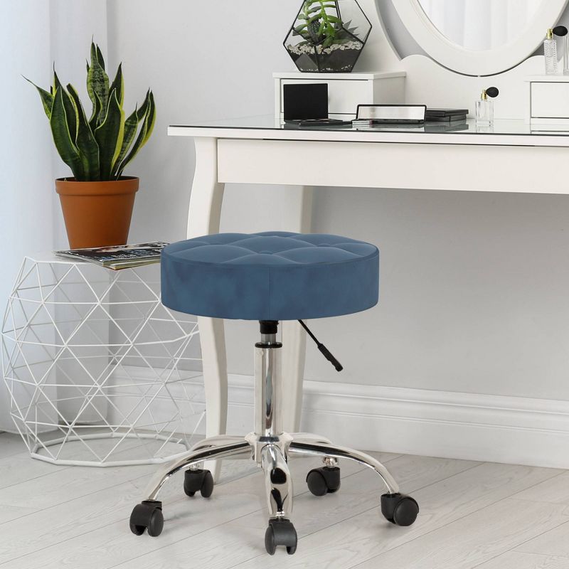 24.5" Nora Tufted Backless Adjustable Metal Vanity and Office Stool with Casters - Hillsdale Furniture, 3 of 14