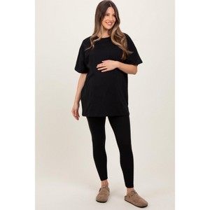 Pinkblush Black Oversized Crewneck Short Sleeve and Legging Maternity Set - 1 of 4