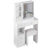 Sapphtopaz 29.2" Left Drawer Vanity Desk Makeup Table with Sliding Mirror, Cushioned Stool for Bedroom, Living Room - 2 of 4