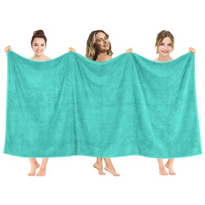 American Soft Linen 100% Cotton Oversized Bath Sheet, 40 in by 80 in Bath Towel Sheet, Turquoise Blue