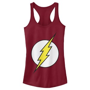 Juniors Womens Justice League Flash Classic Logo Racerback Tank Top - 1 of 3