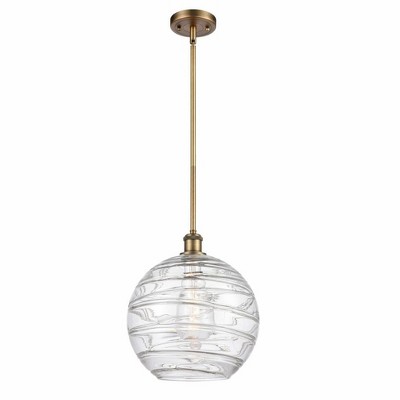 Athens Deco Swirl - 1 Light Stem Hung Mini Pendant In Industrial Style-15 Inches Tall and 12 Inches Wide