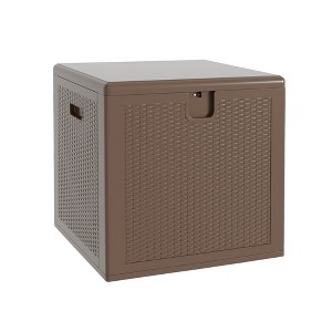 Gallon Outdoor Storage Box Waterproof, Lockable Resin Deck Box, Patio Deck Storage Box For Package Delivery, Square Deck Box Small Container - 1 of 4
