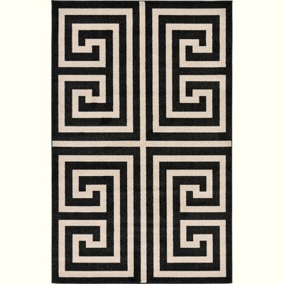 Elegant Athens Black Synthetic 5'3" x 8' Rectangular Rug