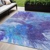 Purple And Navy Blue Abstract Washable Indoor Outdoor Area Rug - 2 of 4