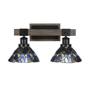 Toltec Lighting Tacoma 2 - Light Vanity in  Black/Painted Wood with 7" Blue Mosaic Art Glass Shade - 1 of 1