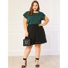 Agnes Orinda Women's Plus Size Elegant Flutter Short Sleeve Boat Lapel Slipt Chiffon Blouse - 3 of 4