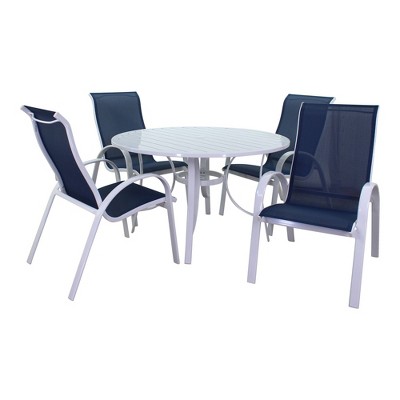Courtyard Casual Santa Fe 5 pc Sling 48" Round Dining Set with Sling Chairs  Includes one Round table and 4 Sling Chairs