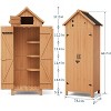 Acekool 63" Outdoor Wooden Storage Shed, Waterproof Vertical Garden Cabinet, 3 Shelves, Lockable Doors, Space-Saving Tool Organizer for Patio Yard - 2 of 4