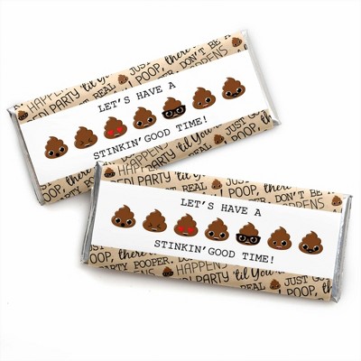 Big Dot of Happiness Party 'Til You're Pooped  - Candy Bar Wrapper Poop Emoji Party Favors - Set of 24