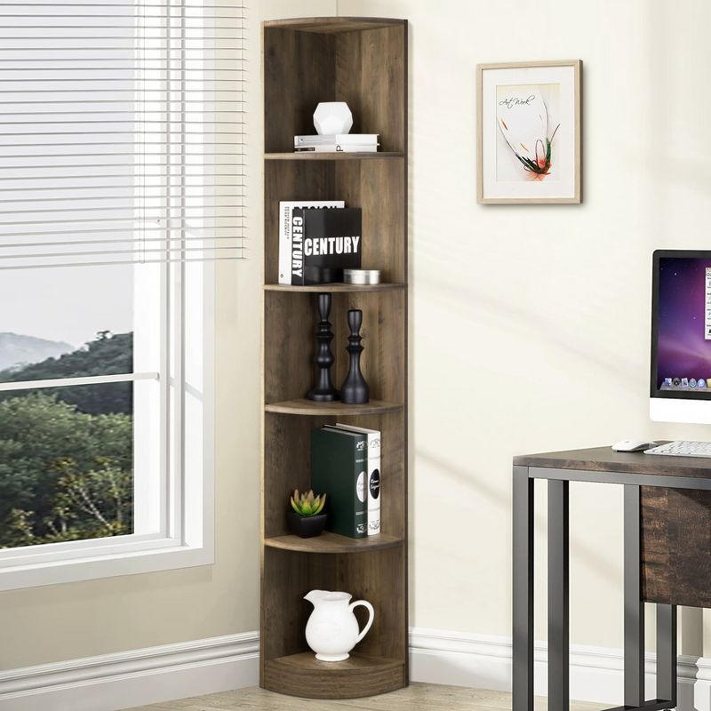 FC Design 5 Tier Corner Bookcase Wooden Display Shelf Storage Rack Multipurpose Shelving Unit, 2 of 10