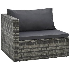 vidaXL Garden Sofa Grey PE rattan, powder-coated steel Large Modular - 1 of 4
