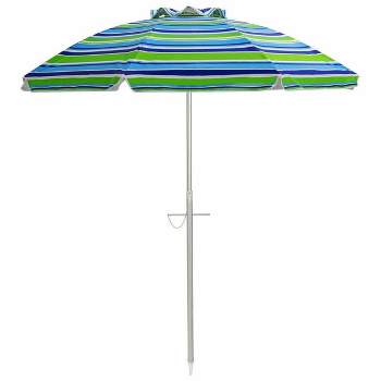 6.5' x 6.5' Portable Sunshade Beach Umbrellas with Tilt Aluminum Pole and Carrying Bag - Wellfor
