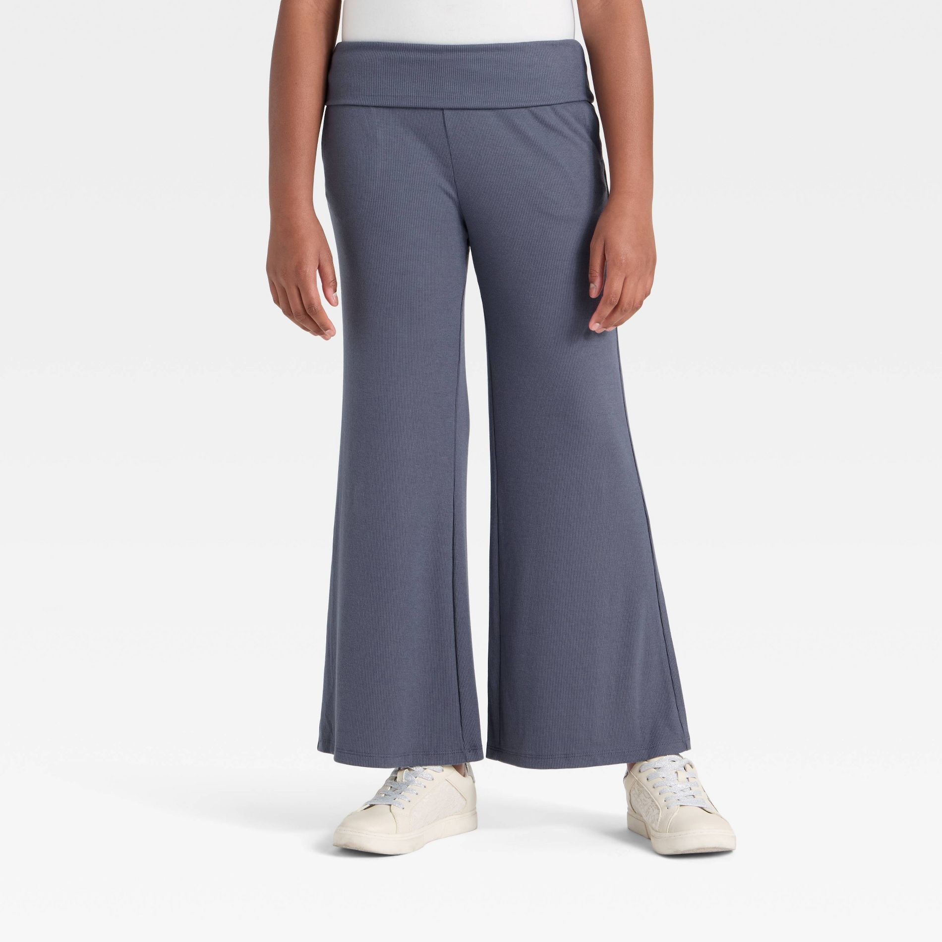 Girls' Foldover Waist Cozy Rib-Knit Flare Pant - art class™