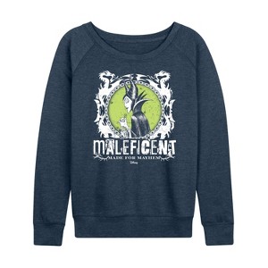 Women's - Disney - Maleficent Punk Lightweight French Terry Wide Neck Long Sleeve Shirt - 1 of 4