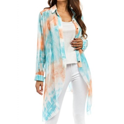 Women's Sheer Button Down Duster - Adore