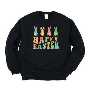 Simply Sage Market Women's Graphic Sweatshirt Happy Easter Pastel Bunnies - 1 of 2