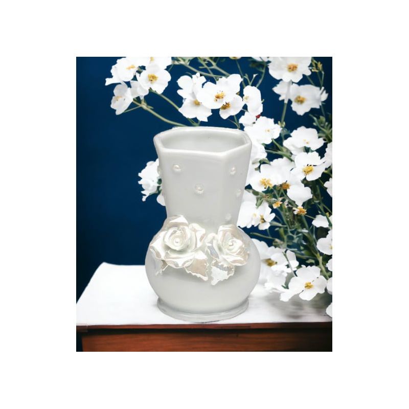 Kevins Gift Shoppe Ceramic White Rose Vase, 2 of 4