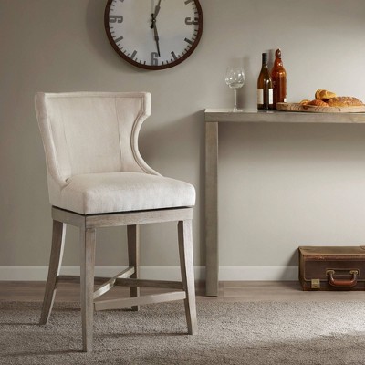 Trentin Cream Wood Swivel Wingback Counter Stool