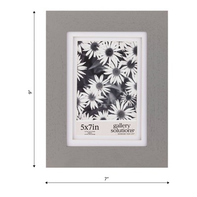 5x7 Gray Wood Frame with Double White Mat for Tabletop and Wall