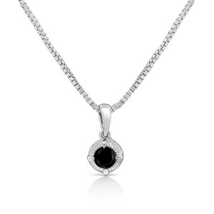 Silver Treated Color Diamond Solitaire Milgrain Pendant Necklace - 1 of 4