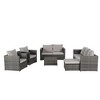 6-Piece Outdoor Patio Rattan Conversation Sectional Sofa Set with Tempered Glass Coffee Table and 2 Armchair - 4 of 4