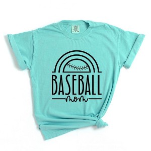 Simply Sage Market Women's Baseball Mom Arch Short Sleeve Garment Dyed Tee - 1 of 4