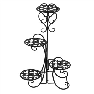 SEVOBAL Metal Plant Stand 4 Potted Flower Pot Holder Flower Metal Shelves Decoration for Multiple Plants Ladder Indoor Outdoor Garden Patio Decor - 1 of 4