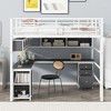Full Size Metal Loft Bed with Bookcase, Desk and Drawers - ModernLuxe - 2 of 4