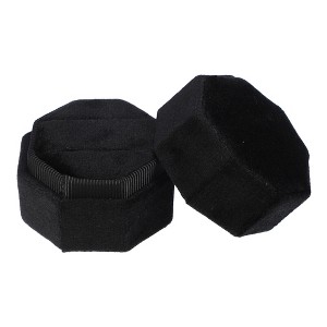 Unique Bargains Octagon Velvet Ring Box 2 Slots for Wedding Ceremony Proposal Engagement Birthday 1 Pc - 1 of 4