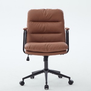Ridstar Ergonomic Armrest Office Chair with Castors & Soft Cushion for Home & Office-Brown - 1 of 4