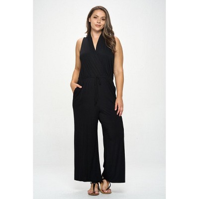 West K Women's Jillian Plus Size Sleeveless Knit Jumpsuit - 3x - Black ...