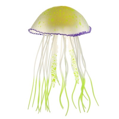 Unique Bargains Silicone Fluorescent Jellyfish Glow Aquarium Decor Ornaments with Suction Cup  2.6"x4.5"