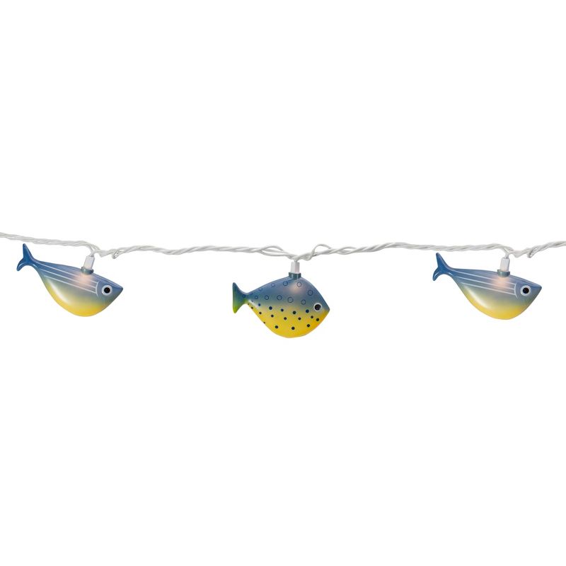 Northlight 10 Blue and Yellow Fish Mini Summer Patio String Lights – 8.5 ft Green Wire, 4 of 6