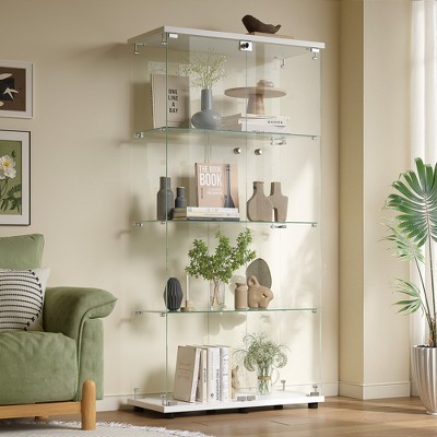 Wooakway 65'' x 32'' Glass Display Cabinet Curio Cabinet with Lockable Double Doors for Home and Office