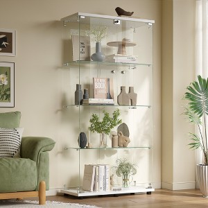 Wooakway 65'' x 32'' Glass Display Cabinet Curio Cabinet with Lockable Double Doors for Home and Office - 1 of 4