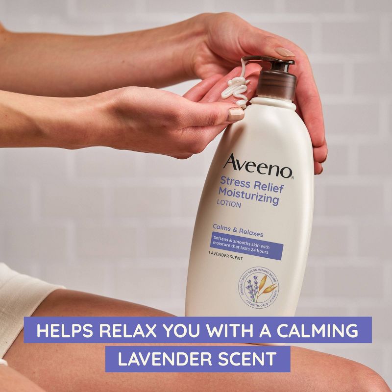 Aveeno Stress Relief Moisturizing Body Lotion with Lavender Scent, Natural Oatmeal to Calm and Relax, 4 of 13
