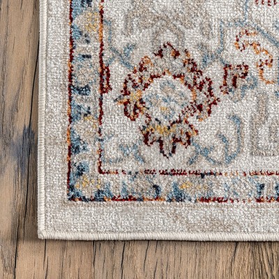 Beige and Multicolor Washable Synthetic 8' x 10' Area Rug