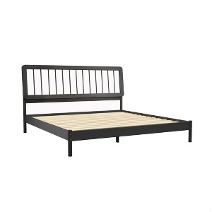 King Size Wood Platform Bed with Headboard for Bedroom - 1 of 4