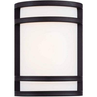 Minka Lavery Modern Outdoor Wall Light Fixture Oil Rubbed Bronze LED 9 1/2" Etched Opal Glass for Post Exterior Porch Yard Patio