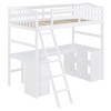 Whisen Modern Design Twin Size Wooden Loft Bed with Drawers, Cabinet, Shelves and Desk - White - 4 of 4