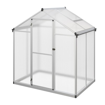 4ft x 6ft Aluminum Frame Walk-In Greenhouse with Polycarbonate Panels