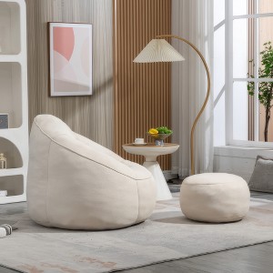 Airsurfer Bean Bag Chair for Adults with Footrest – Soft Padded Cover, Ideal for Bedroom, Dorm, Gaming or Living Room - 1 of 4