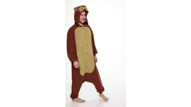 FUNZIEZ! - Teddy Bear Adult Unisex Novelty Union Suit Costume for Halloween, 2 of 8, play video