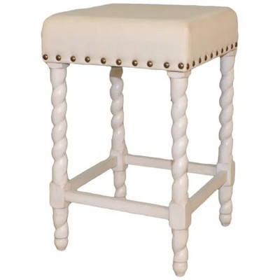 Carolina Living Remick 24" Counter Stool - Vintage White - Linen Upholstery